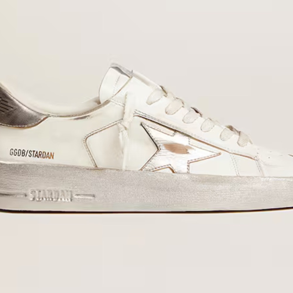 Golden Goose Stardan with silver metallic leather star and heel tab size 40